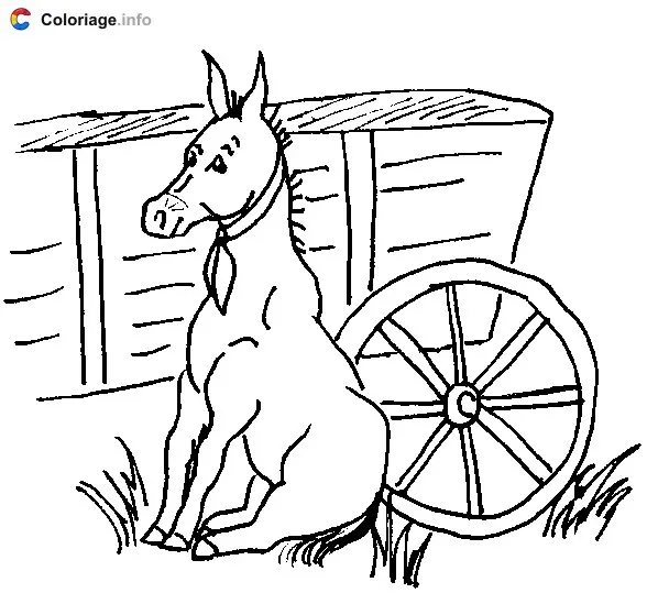 Coloriage Un âne - Animaux de la ferme à imprimer
