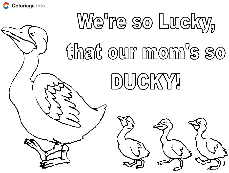 A Duck and Her Ducklings coloring page to print