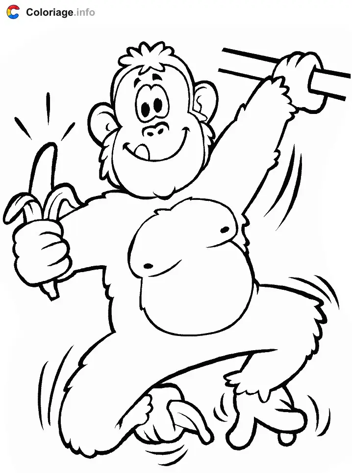 Chimp with a Banana coloring page to print