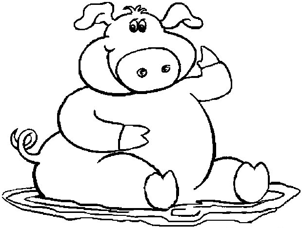 Coloriage Un Cochon Dans Une Flaque D'Eau - Cochon à imprimer