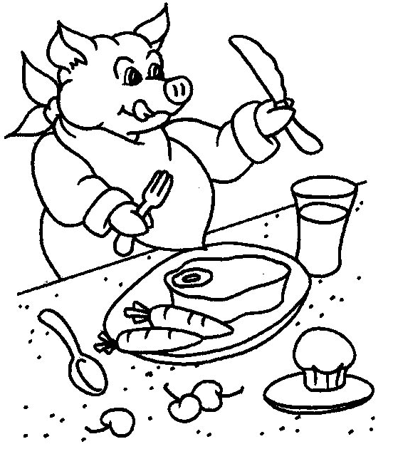 Coloriage Un Cochon Qui Mange Du Boeuf - Cochon à imprimer