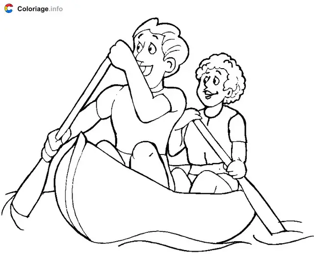 Desenho de Um casal em canoa para colorir