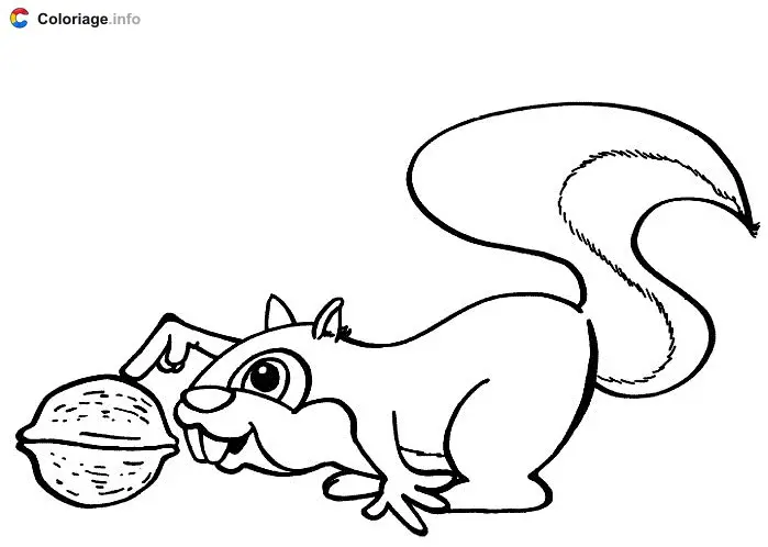 Squirrel Spotting a Nut coloring page to print