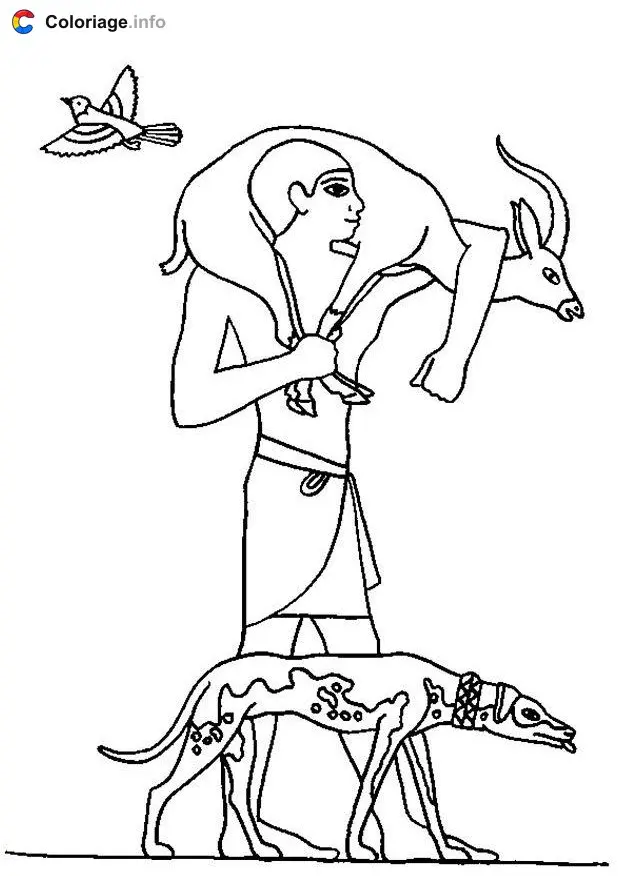 Egyptian Hunter Returning from the Hunt coloring page to print