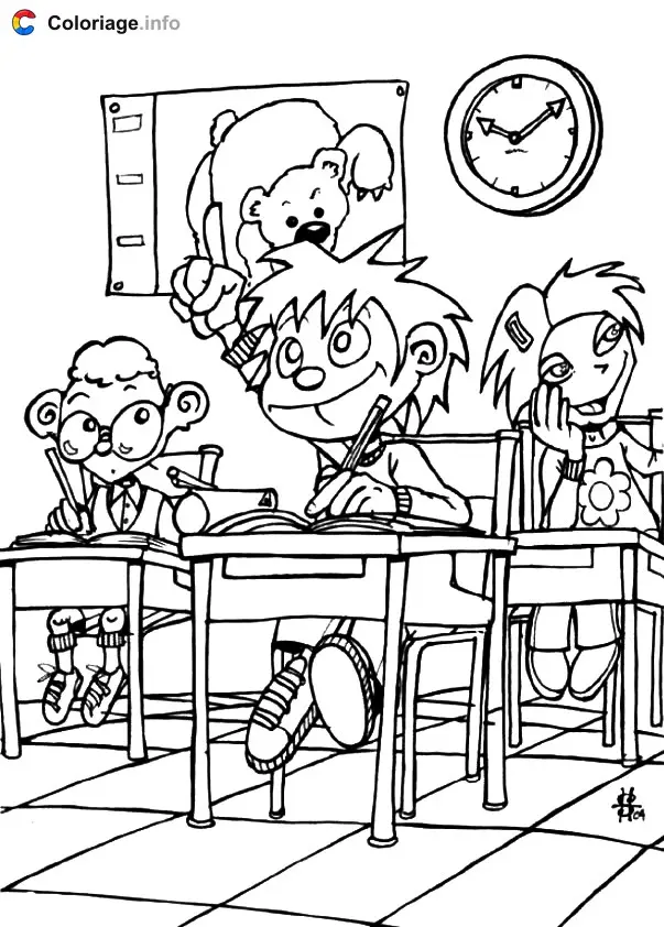 Student Raising Hand to Ask a Question coloring page to print
