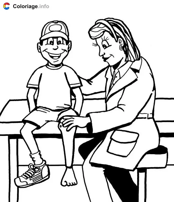 A Child at the Doctor's Office coloring page to print