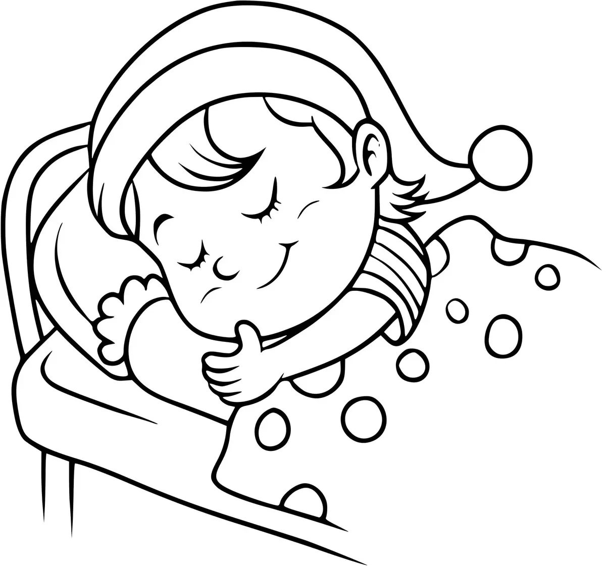 A Strong Child Resting Peacefully on Their Bed coloring page to print