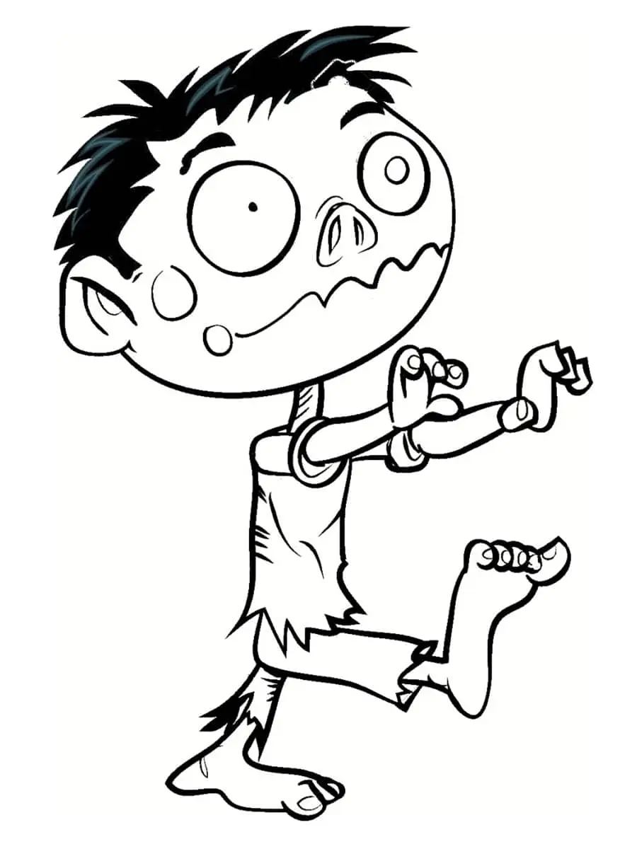 Desenho de Uma Criança Zumbi Caminhando para colorir