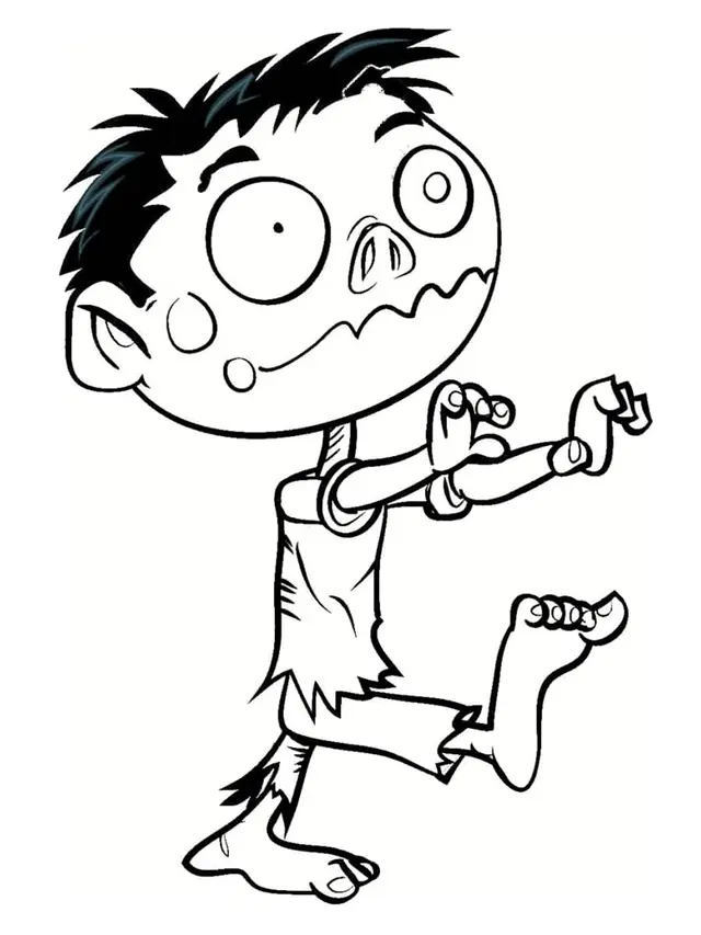 Coloriage Un Enfant Zombie Marche Droit - Zombie à imprimer