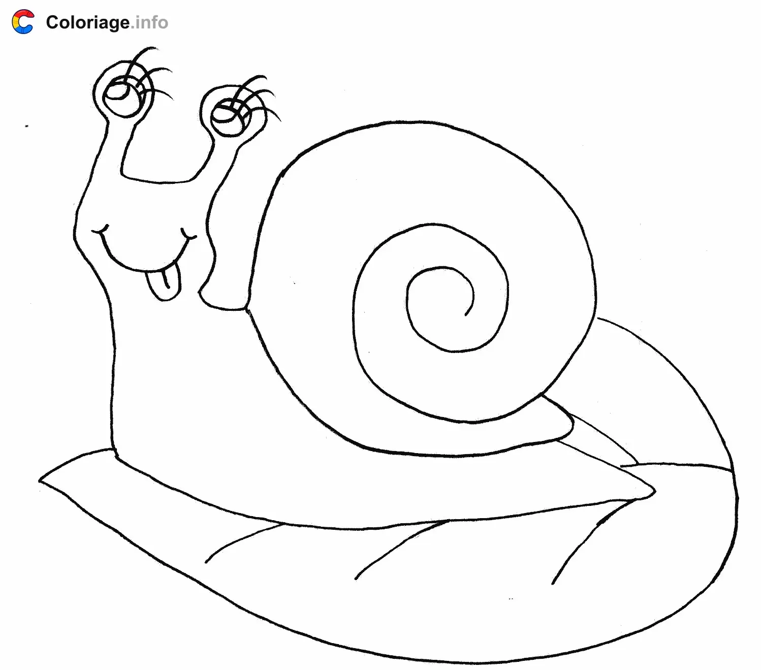 Snail on a Leaf coloring page to print