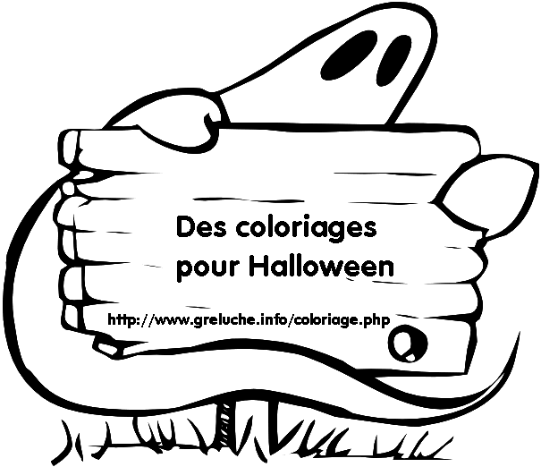 Coloriage Un Fantôme Avec Un Panneau D'Affichage D'Halloween - Halloween fantome à imprimer
