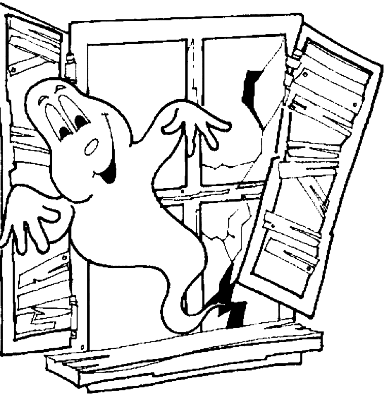 Coloriage Un Fantôme Devant Une Fenêtre Cassee - Halloween fantome à imprimer