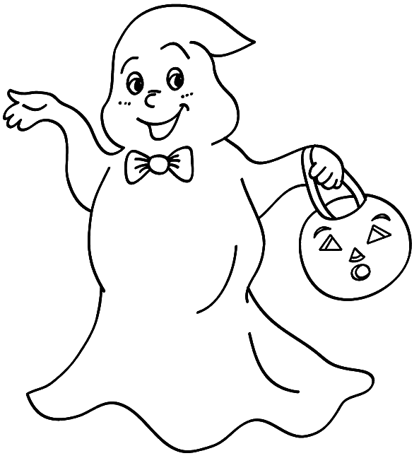 Coloriage Un Fantôme Qui Reclame Des Bonbons Pour Halloween - Halloween fantome à imprimer