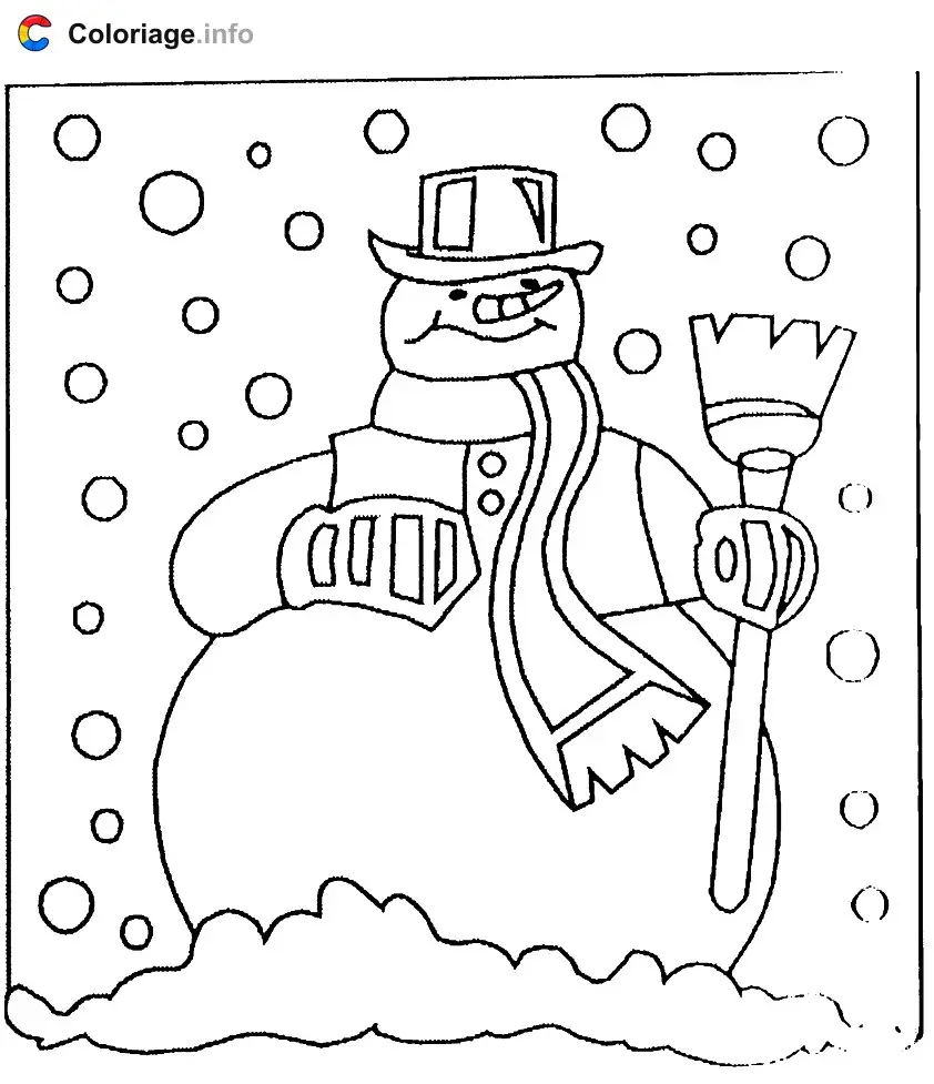 Big Snowman in the Snow coloring page to print