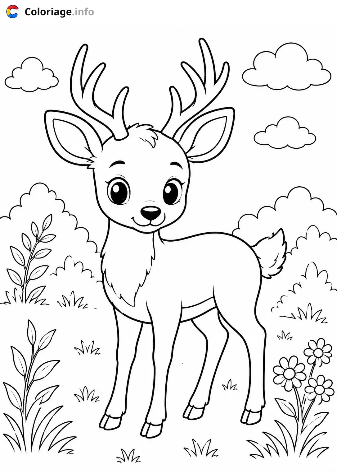 Dibujo de Un joven ciervo en la naturaleza para colorear