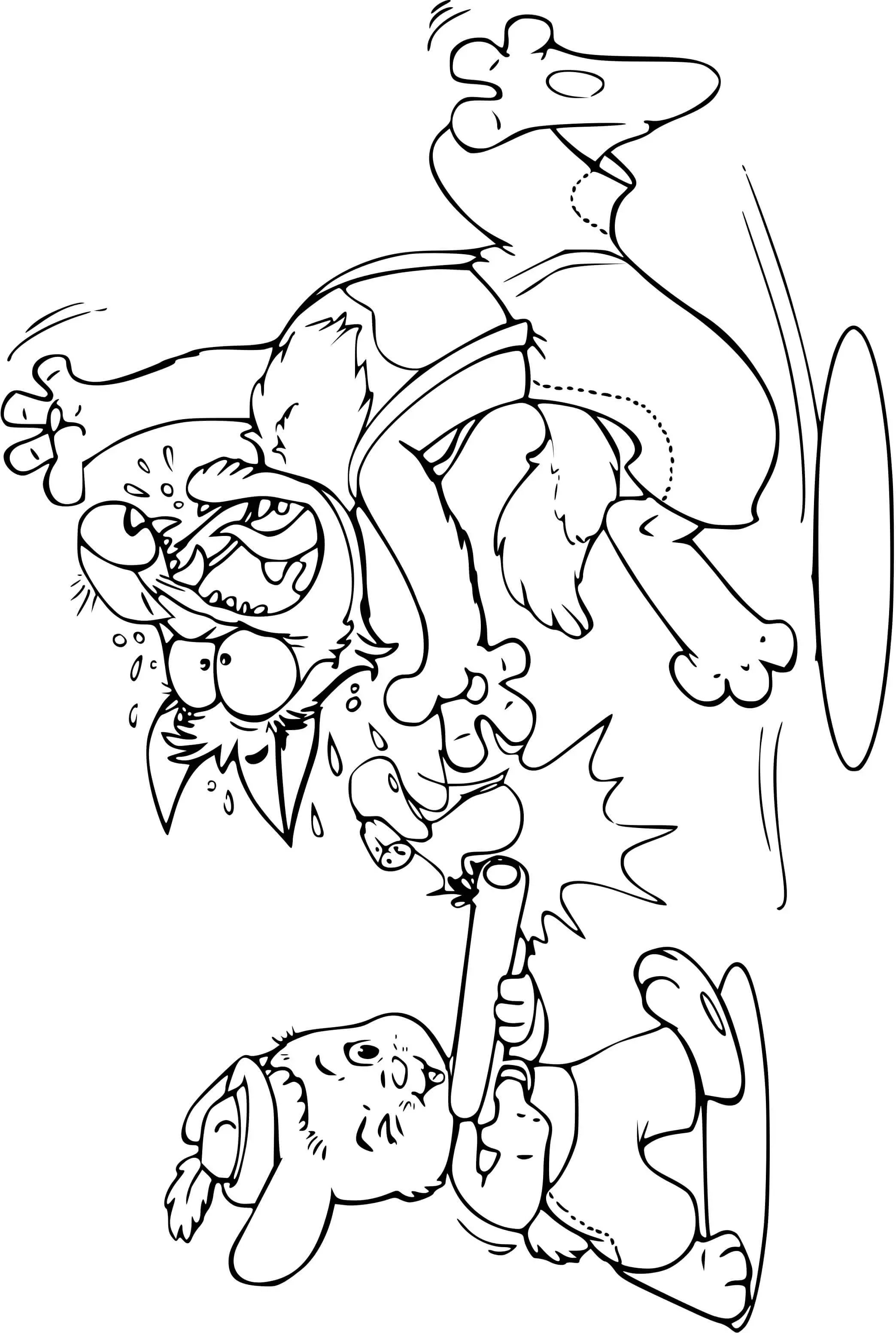 Coloriage Un Lapin Tire Sur Un Loup - Loup à imprimer