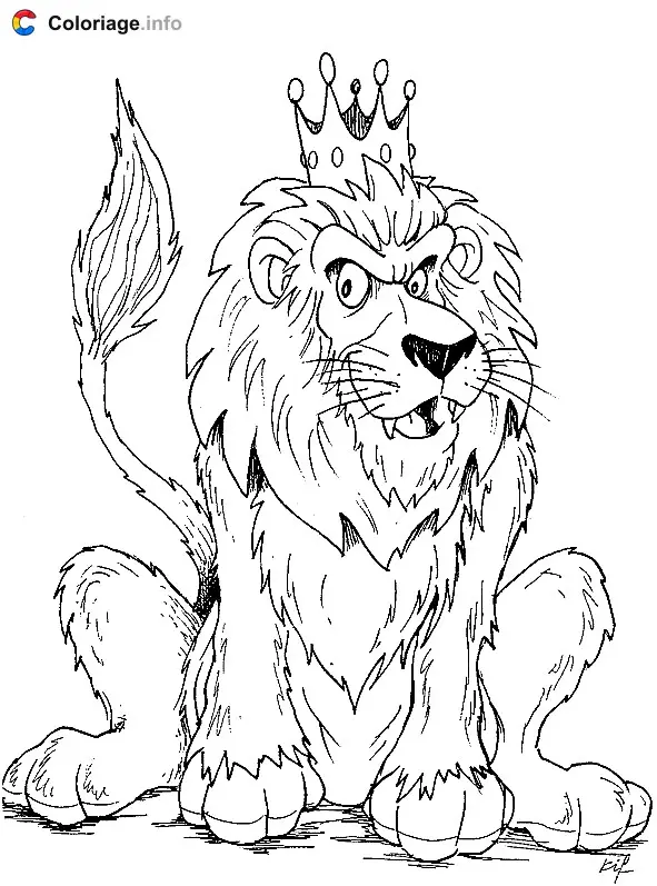 Lion Wearing a Crown coloring page to print