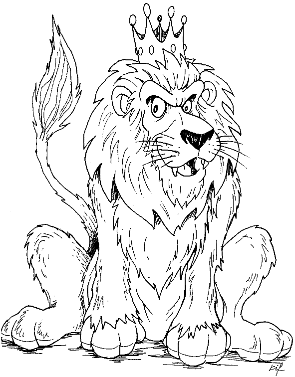 Coloriage Un Lion Avec Sa Couronne Sur Sa Tête - Lion à imprimer