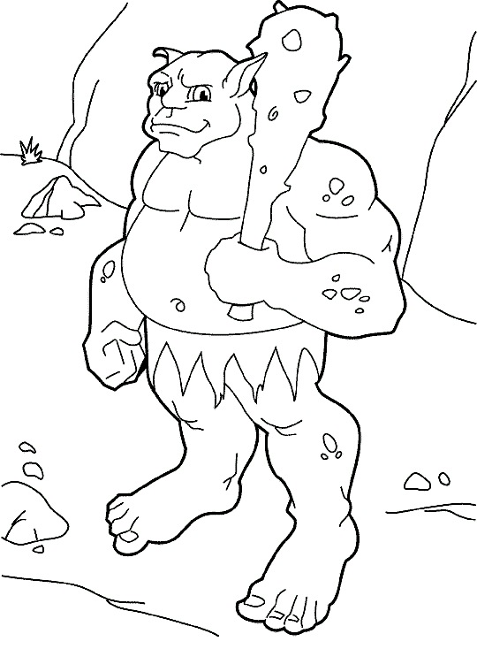 Coloriage Un Ogre Dans Son Habitas Naturel - Ogre à imprimer
