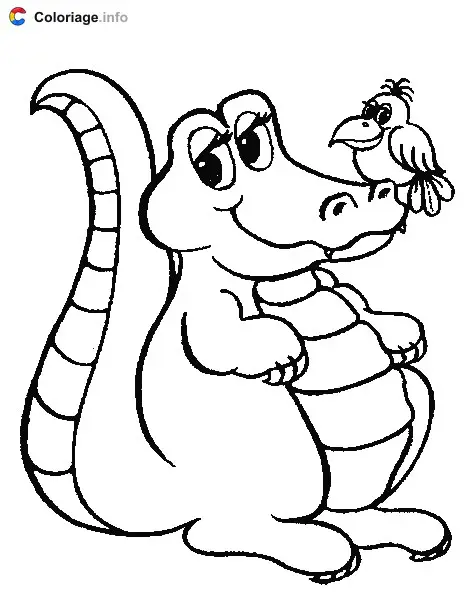 A Bird on the Crocodile's Nose coloring page to print