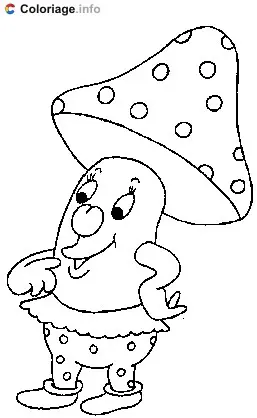 Coloriage Un personnage en forme de champignon - Champignon à imprimer