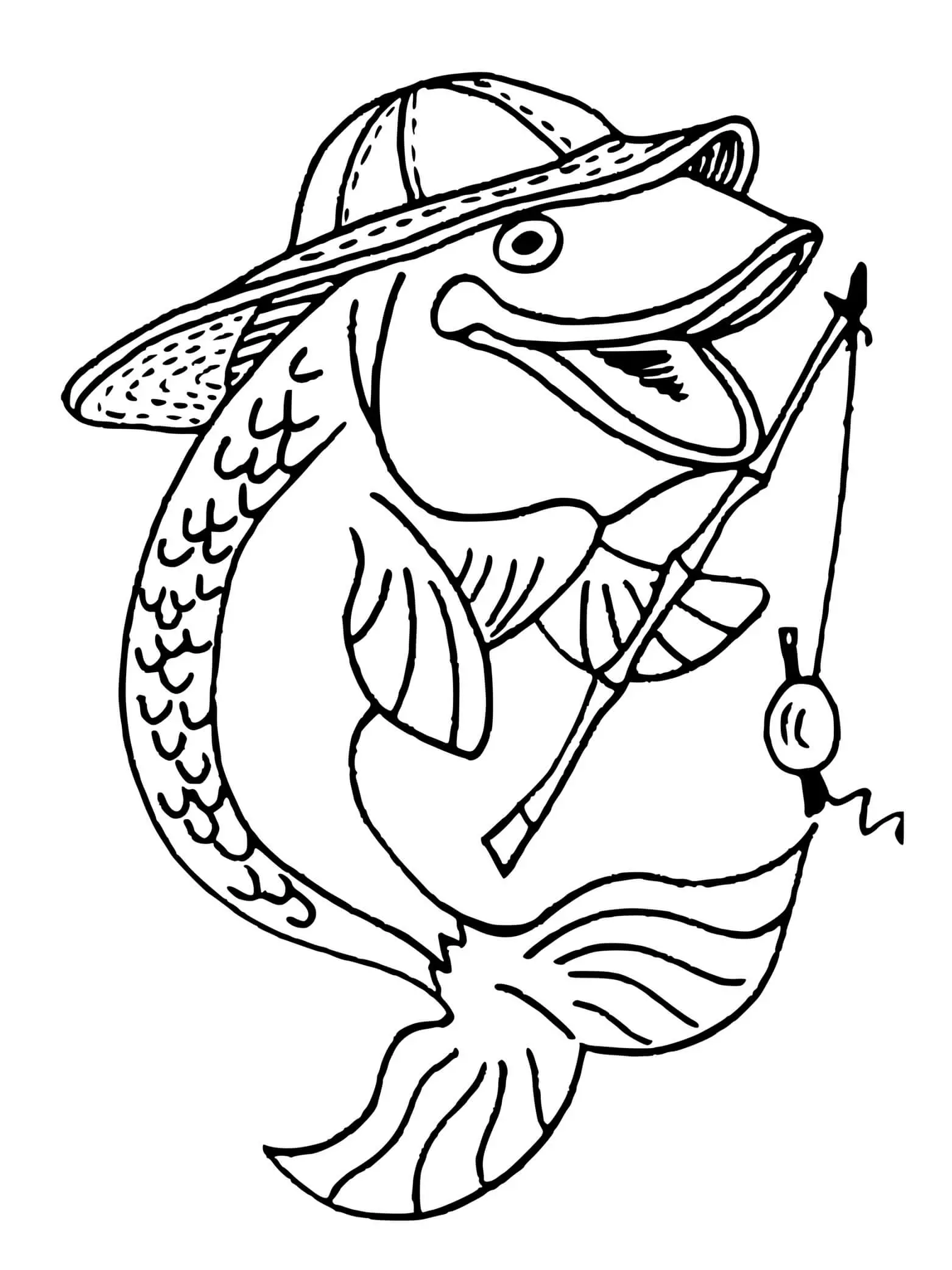 Coloriage Un Poisson Qui Pêche - Poisson à imprimer