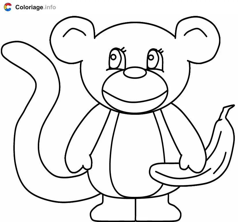 Monkey With a Banana coloring page to print