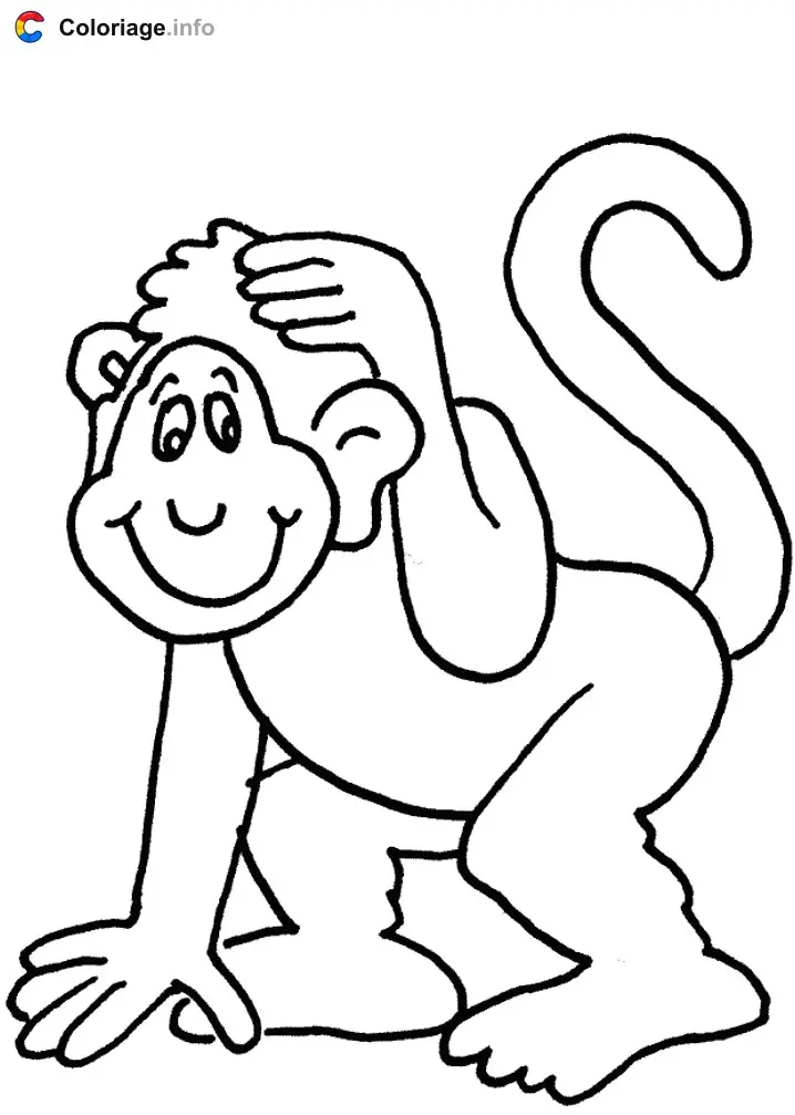Monkey Scratching His Head coloring page to print