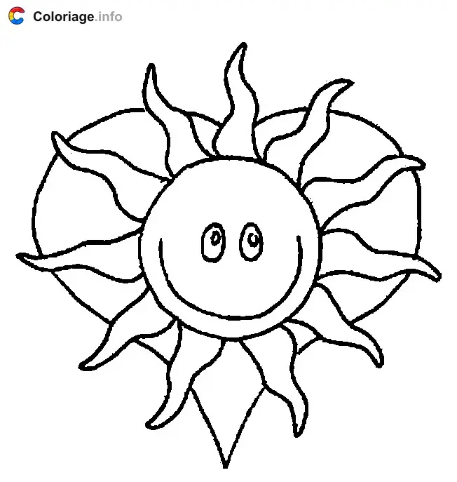 Sun in Front of a Heart coloring page to print