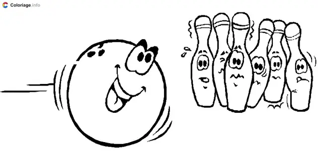 Desenho de Uma bola e pinos de boliche para colorir