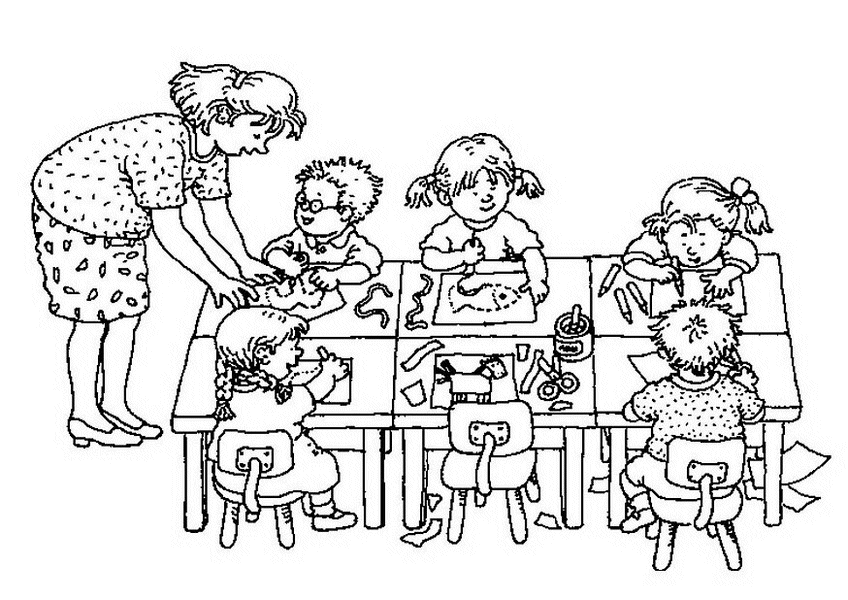 Coloriage Une Enseignante Et Ses Élèves - École à imprimer
