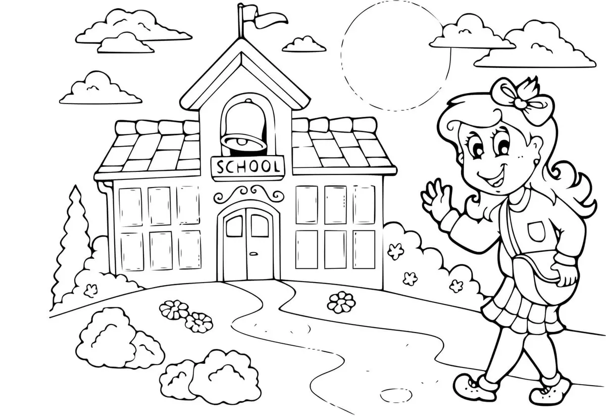 Dibujo de Una Estudiante en la Vuelta al Cole para colorear