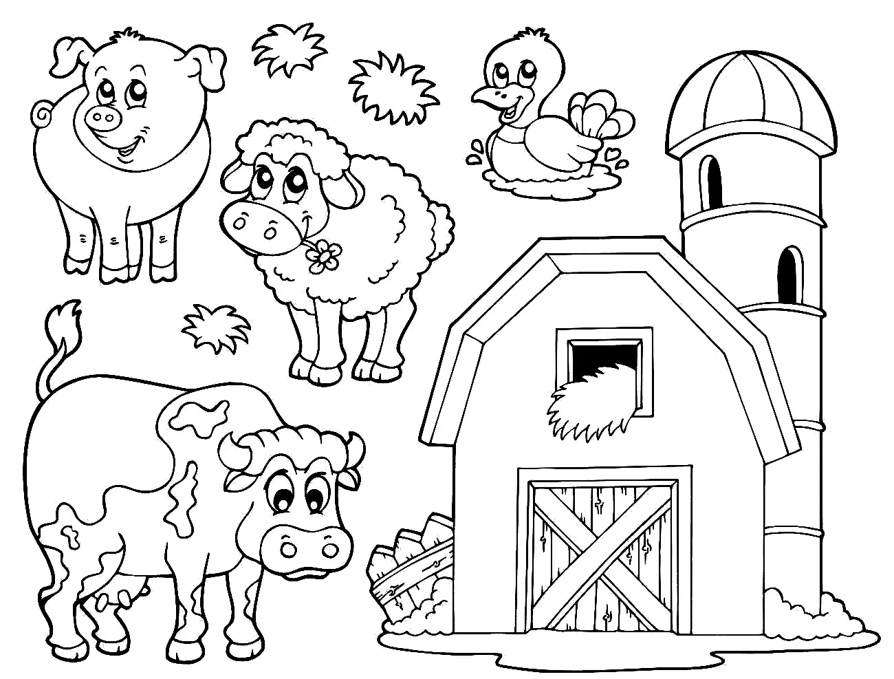 Coloriage Une Ferme Avec Animaux - Animaux de la ferme à imprimer