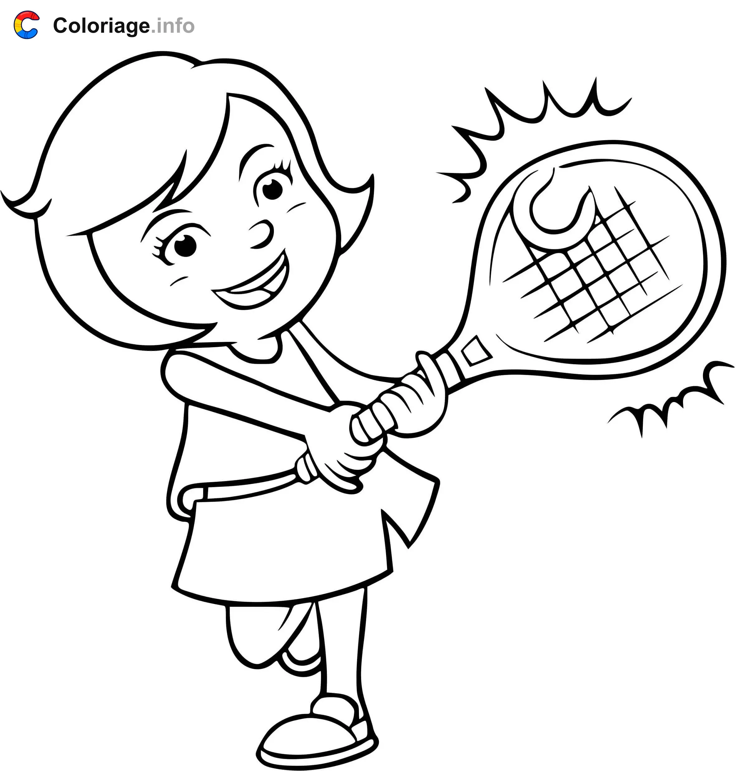 Girl Playing Tennis coloring page to print