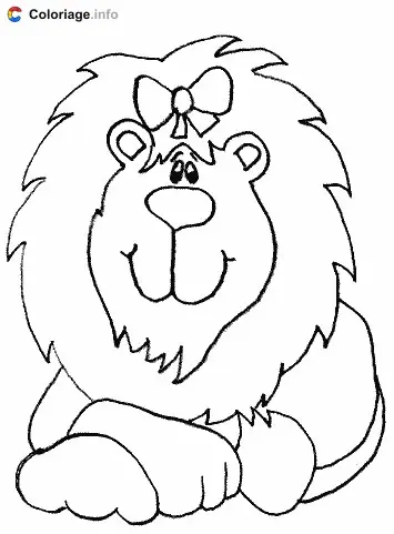 Lioness with a Bow in Her Mane coloring page to print