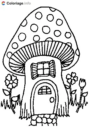 Mushroom House coloring page to print