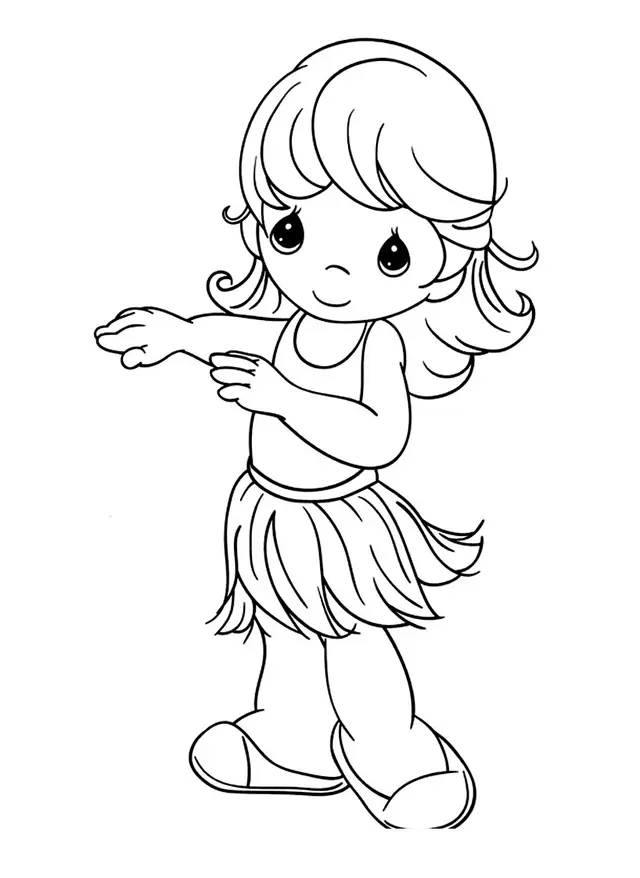 Coloriage Une Petite Fille Qui Danse - Danseuse à imprimer