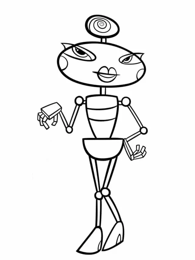Coloriage Une Robot Femme - Robot à imprimer