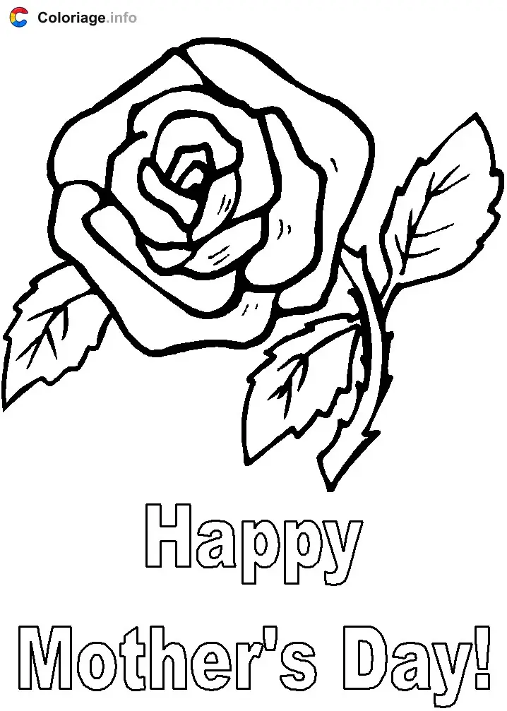 A Rose for Mother's Day coloring page to print