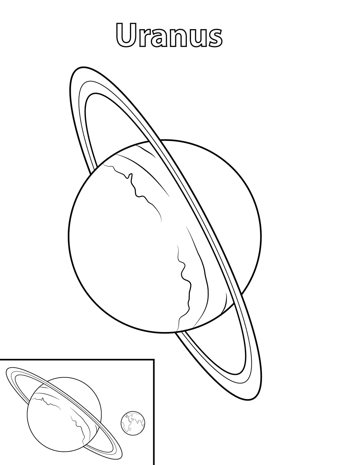 Ausmalbild Uranus – Planet des Sonnensystems zum Ausdrucken
