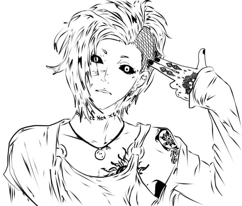 Coloriage Uta A Ghoul And Old Friend Of Renji Yomo Itori - Tokyo ghoul à imprimer