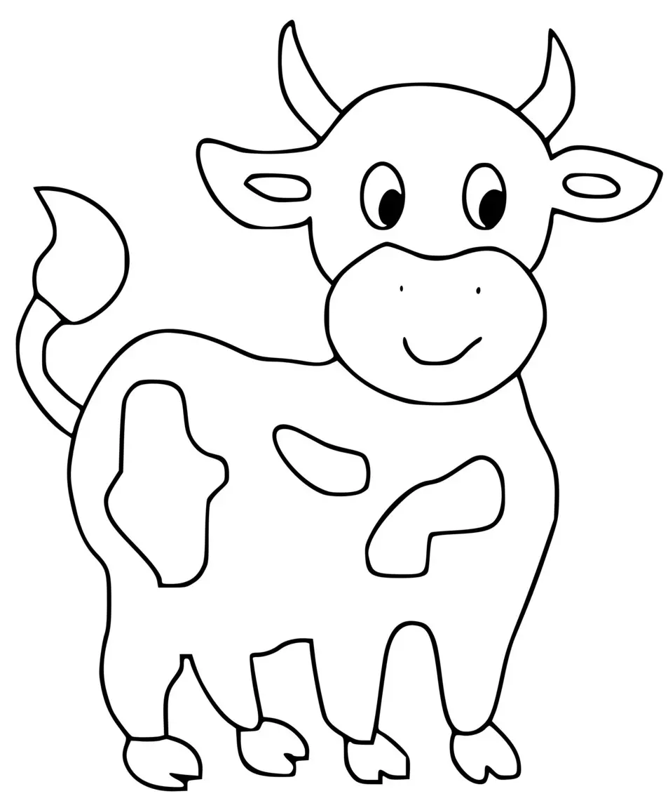 Coloriage Vache Animaux De La Ferme Facile - Facile à imprimer