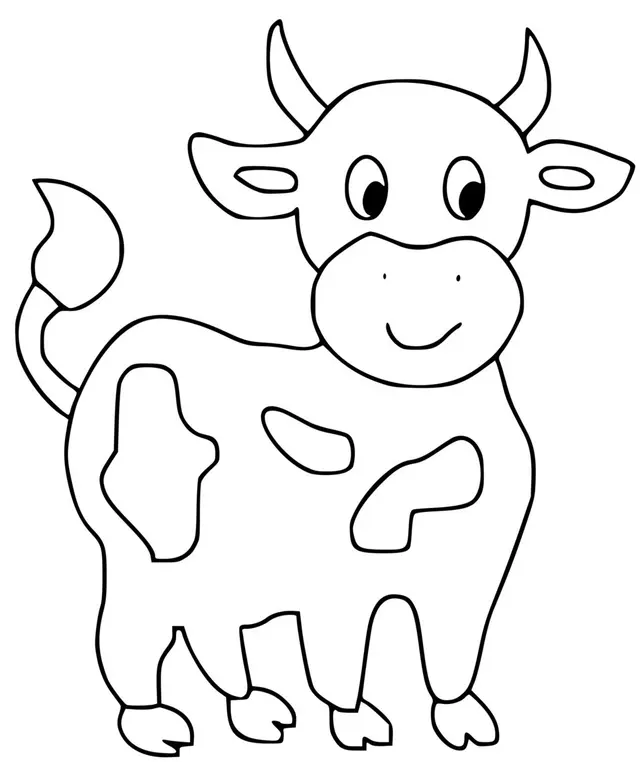 Easy Farm Cow coloring page to print