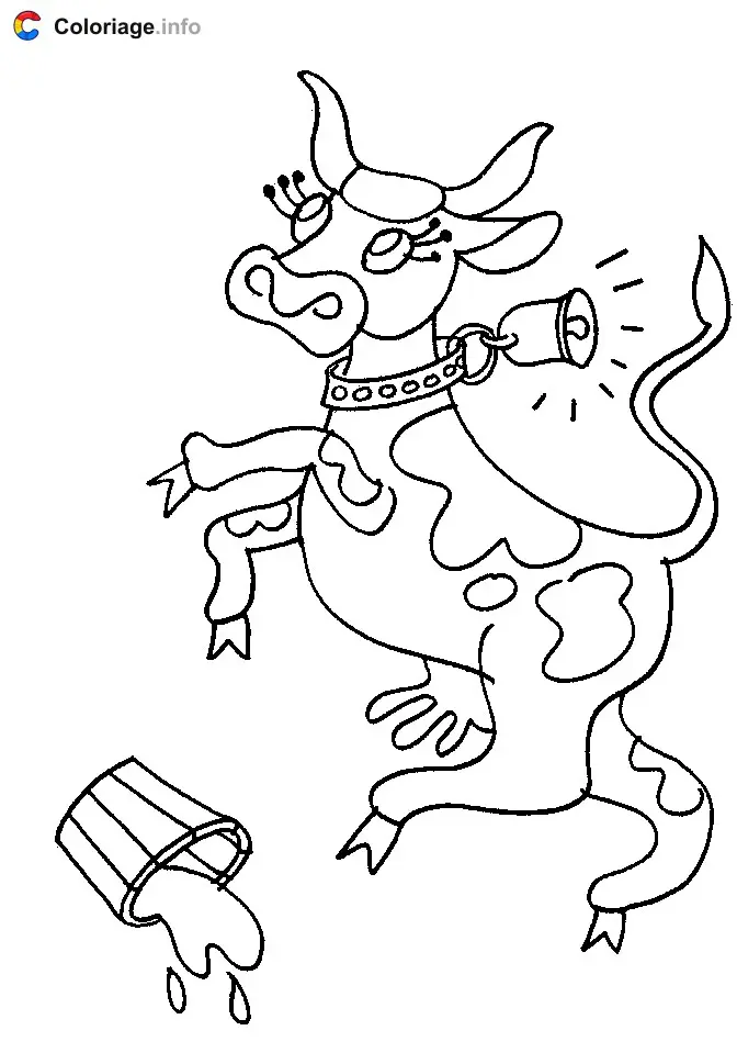 Cow with Bell coloring page to print