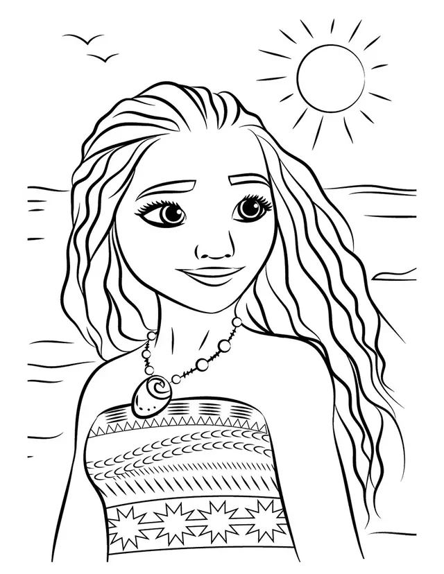 Coloriage Vaiana Princesse Disney Fille - Vaiana à imprimer