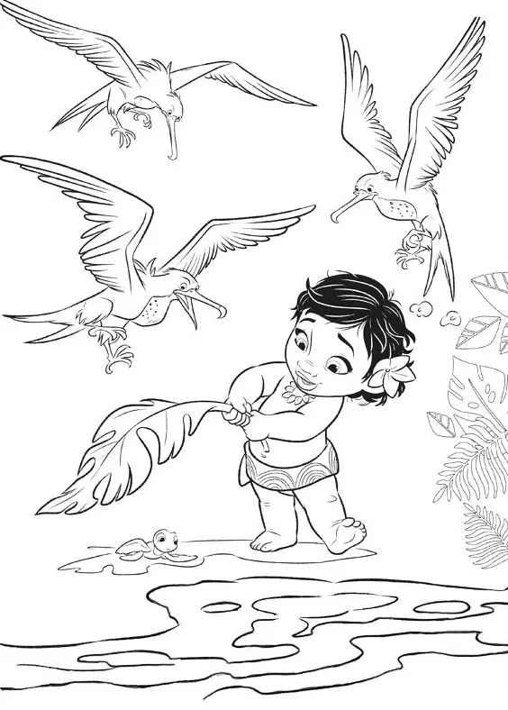 Coloriage Vaiana Waialiki Petite Fille - Vaiana à imprimer