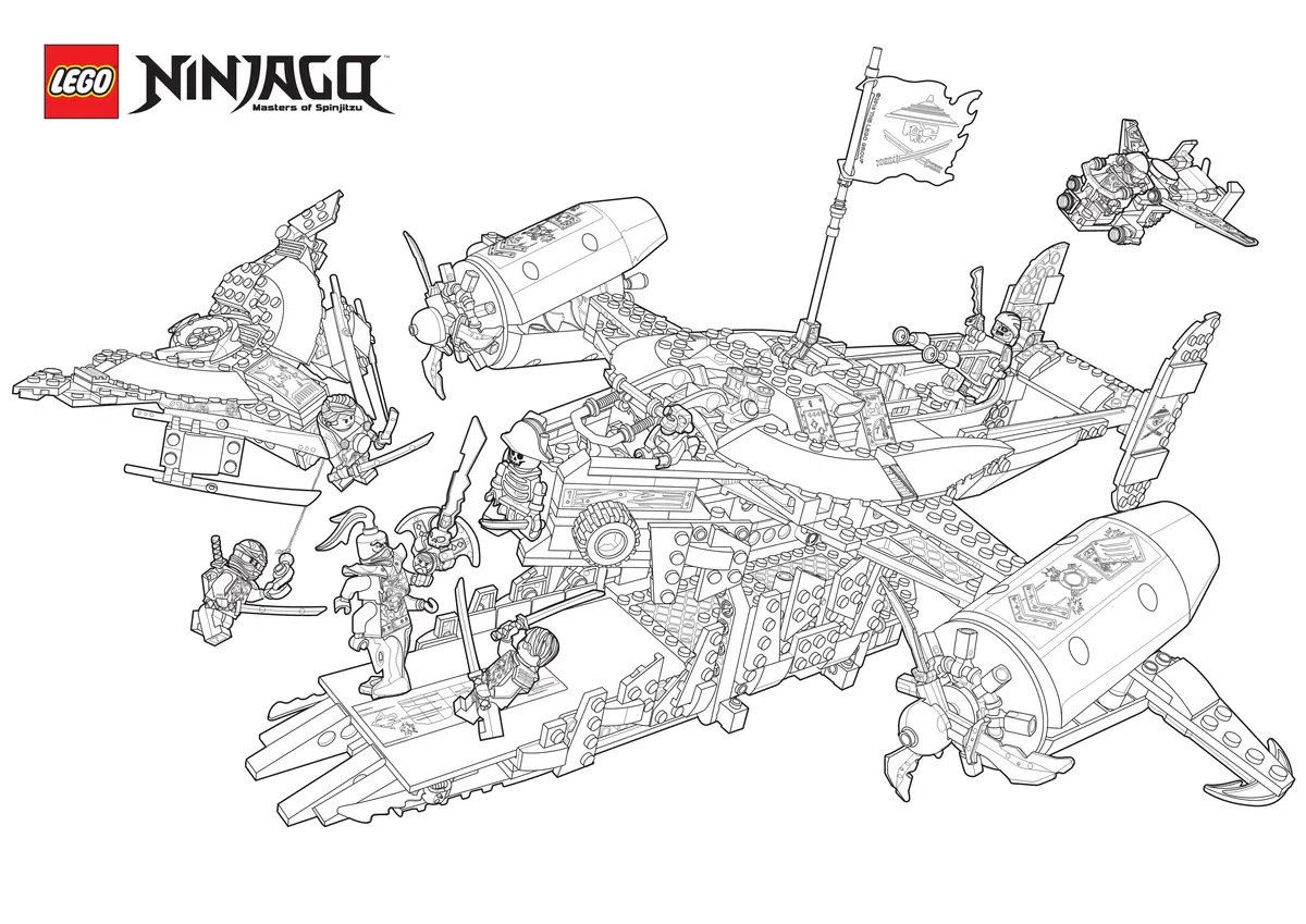 Ninjago Combat Aircraft and Warships coloring page to print