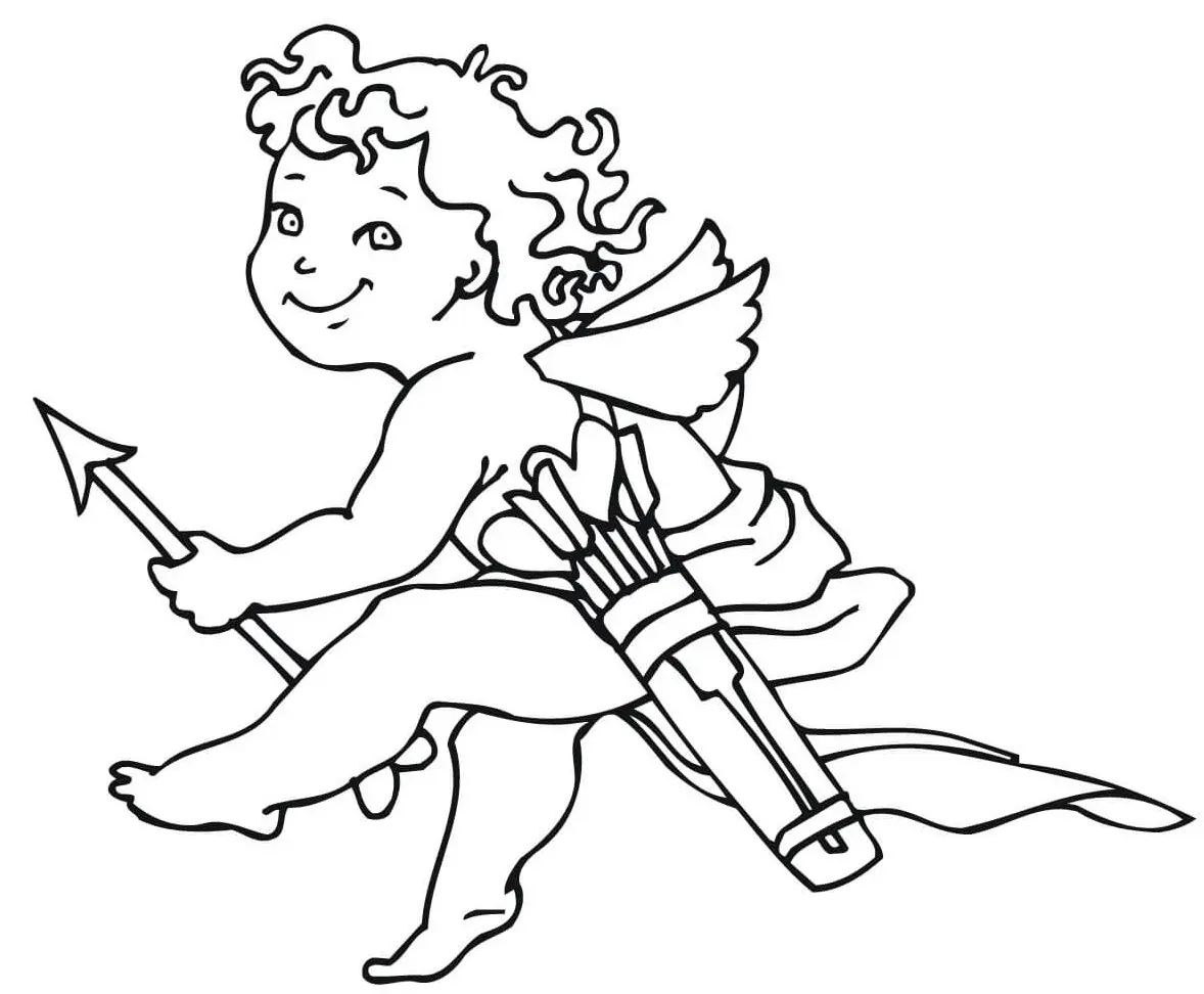 Coloriage Cupidon pour la Saint-Valentin - Cupidon à imprimer