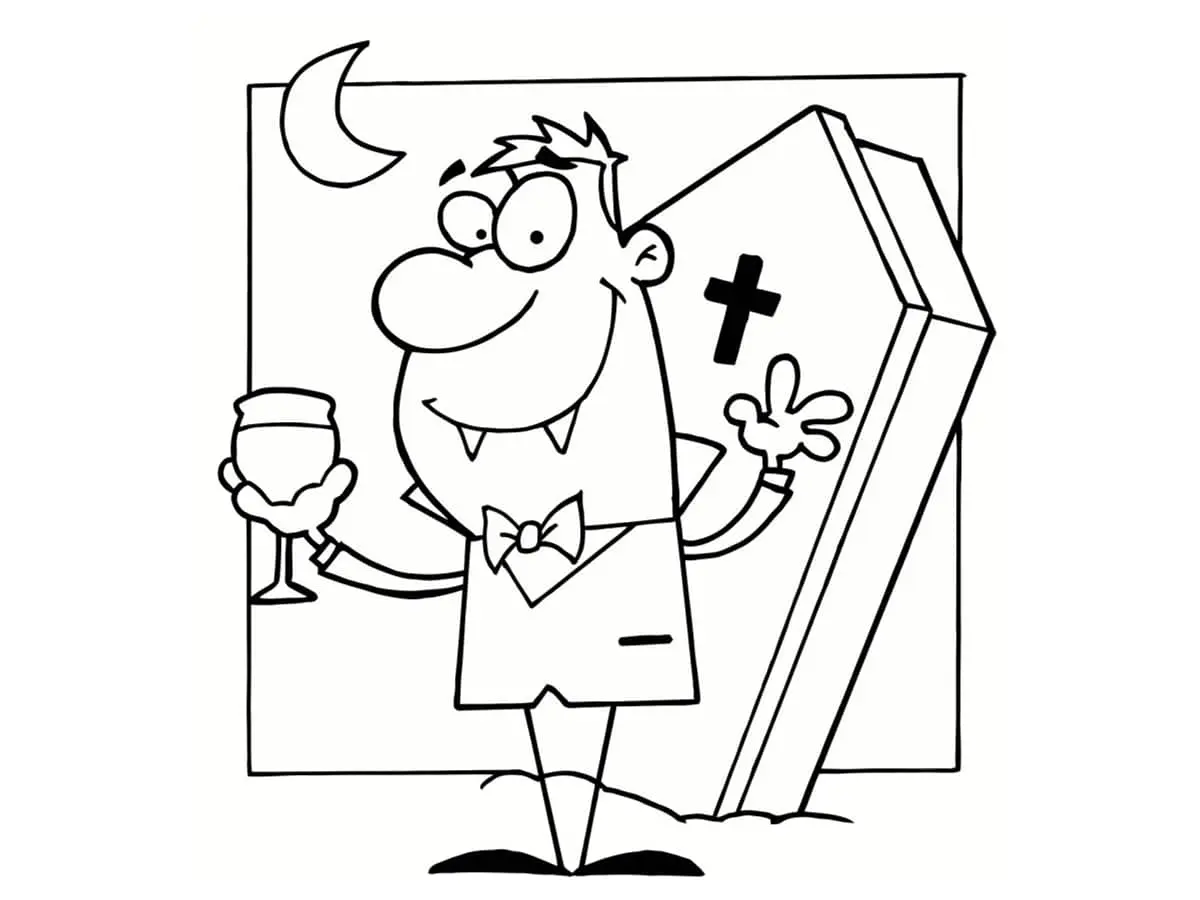 Vampire Rising from His Tomb coloring page to print