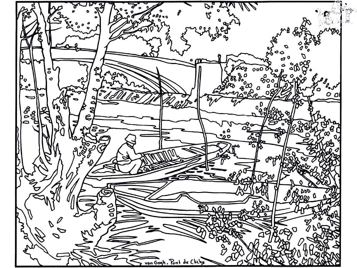 Disegno di Van Gogh – Il Ponte di Clichy da stampare